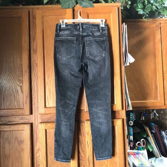 FRAME Le One Skinny Jeans Hughes Gray Washed Black Stretch - 1 - Picture 7 of 12